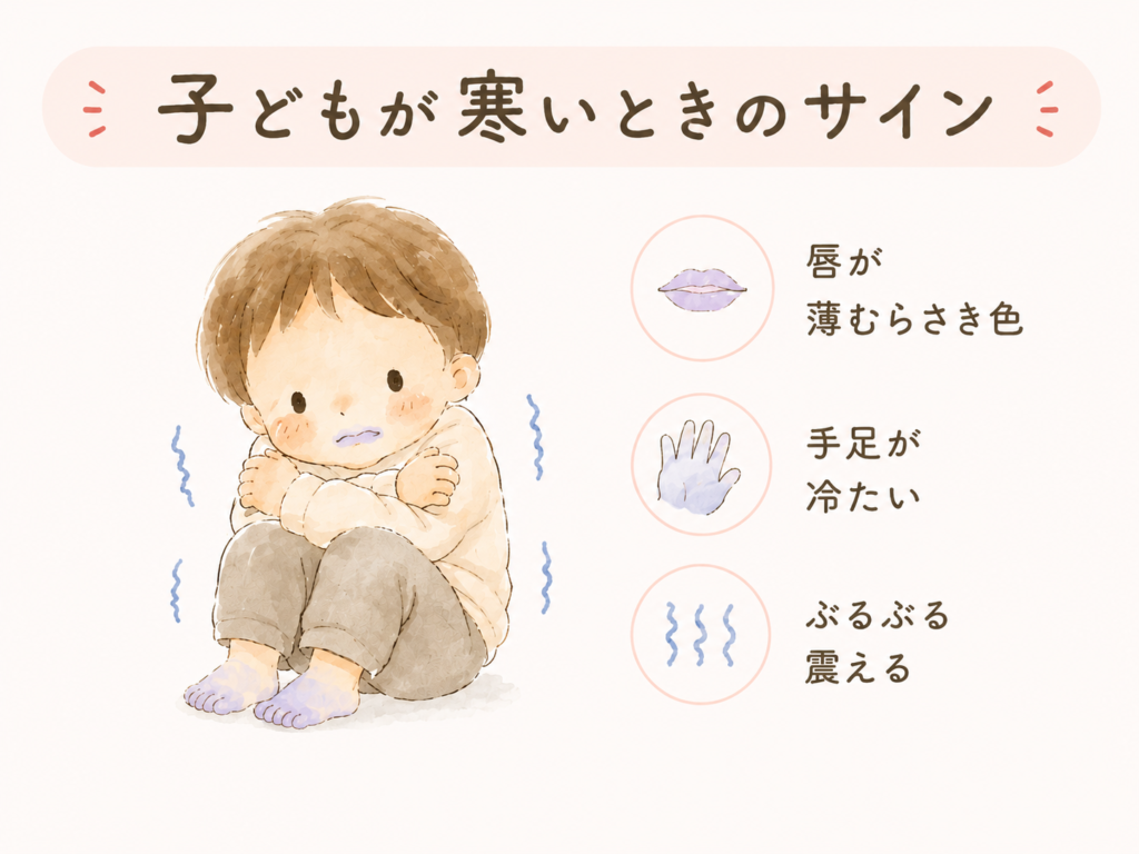 「子どもが寒いときのサイン」のイラスト